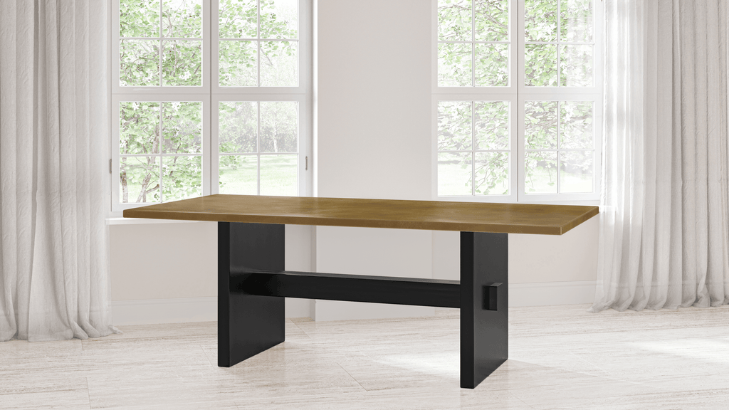Redford Trestle Brass Top Dining Table - Custom Wood Furniture | Kingston Krafts