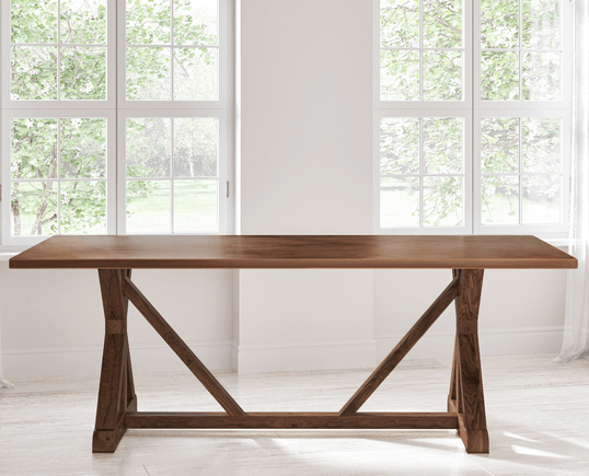French Trestle Black Walnut Dining Table - Custom Wood Furniture | Kingston Krafts