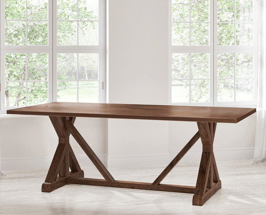 French Trestle Black Walnut Dining Table - Custom Wood Furniture | Kingston Krafts