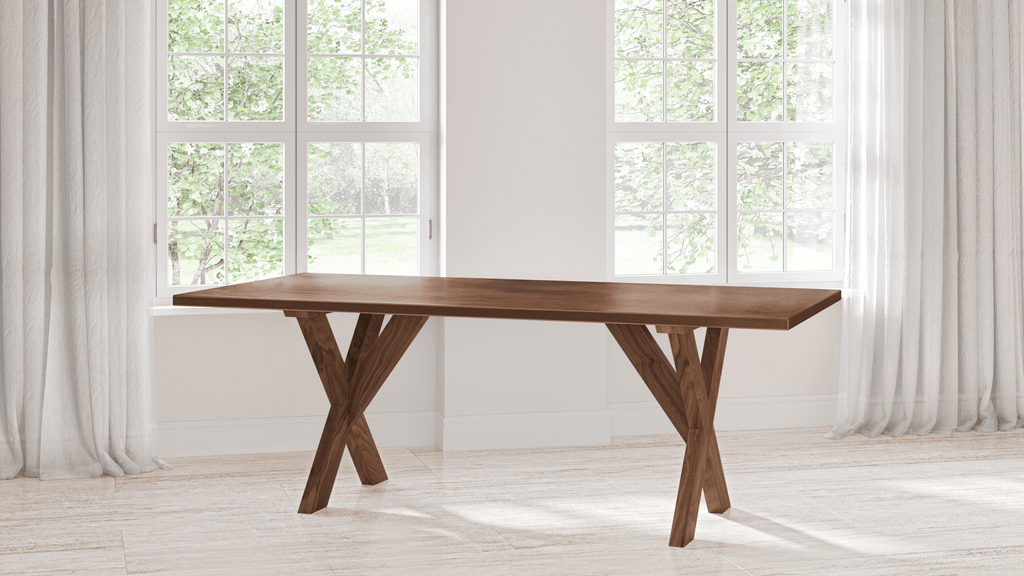X Base Black Walnut Dining Table - Custom Wood Furniture | Kingston Krafts