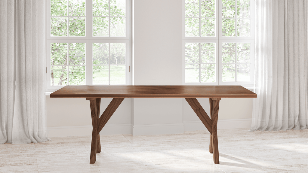 X Base Black Walnut Dining Table - Custom Wood Furniture | Kingston Krafts