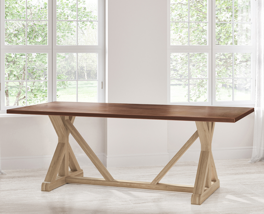 French Trestle Copper Top Dining Table - Custom Wood Furniture | Kingston Krafts