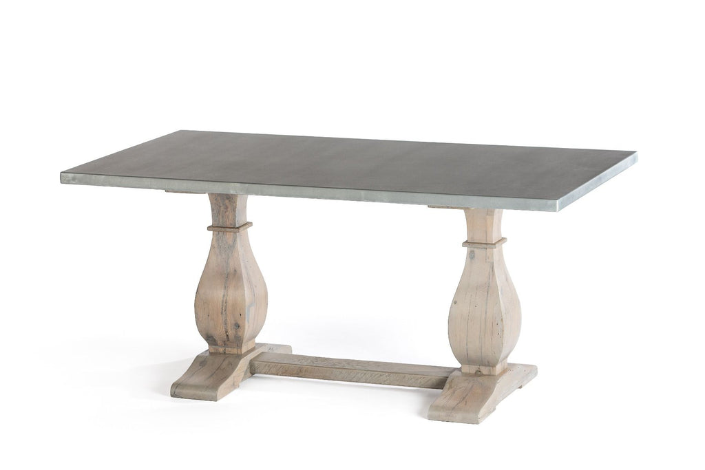 Dutch Trestle Zinc Dining Table - Custom Wood Furniture | Kingston Krafts
