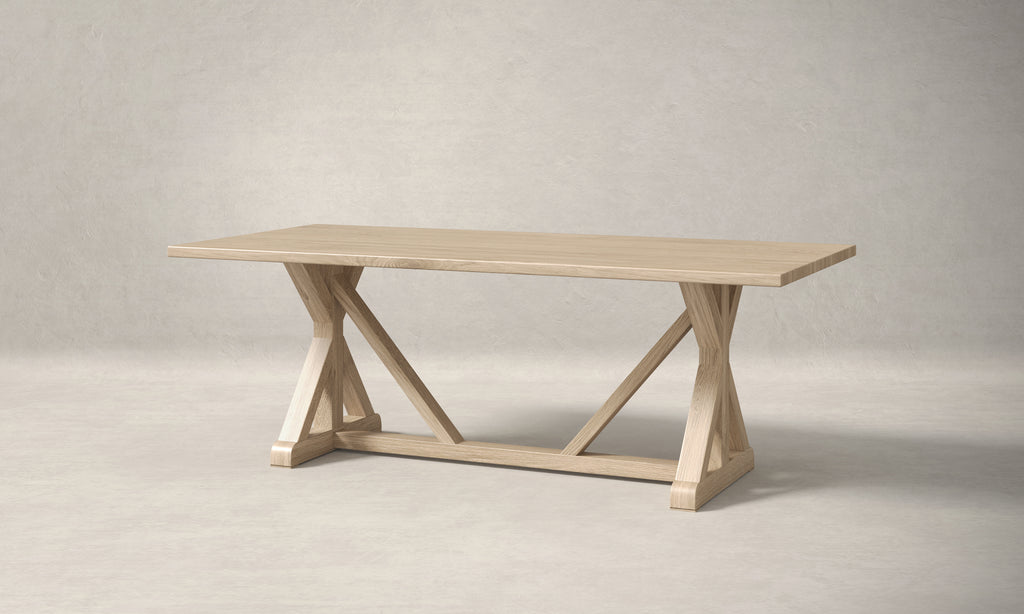 French Trestle White Oak Wood Dining Table - Custom Wood Furniture | Kingston Krafts