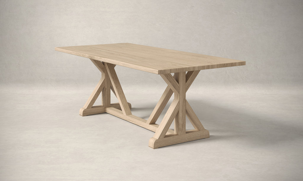 French Trestle White Oak Wood Dining Table - Custom Wood Furniture | Kingston Krafts