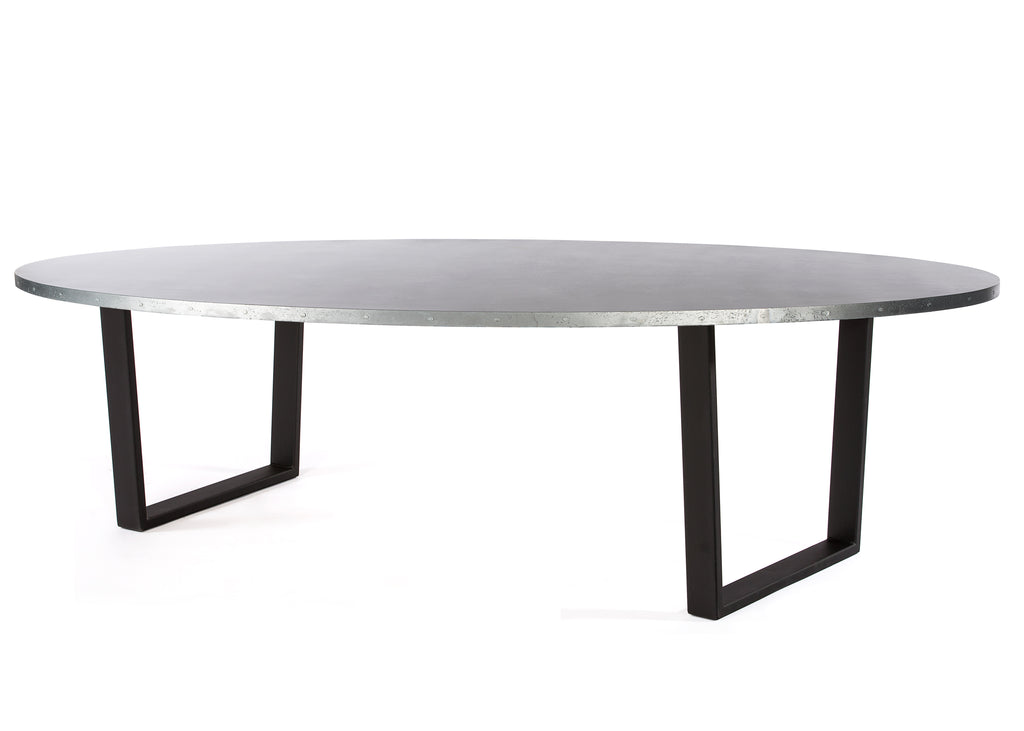 Trenton Oval Zinc Dining Table - Custom Wood Furniture | Kingston Krafts