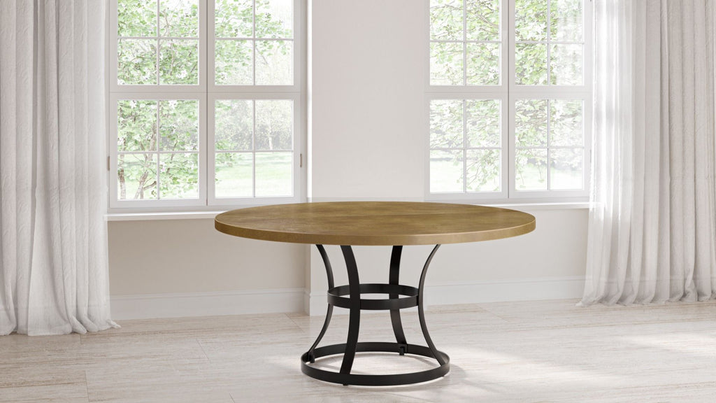 Madera Round Brass Dining Table - Custom Wood Furniture | Kingston Krafts