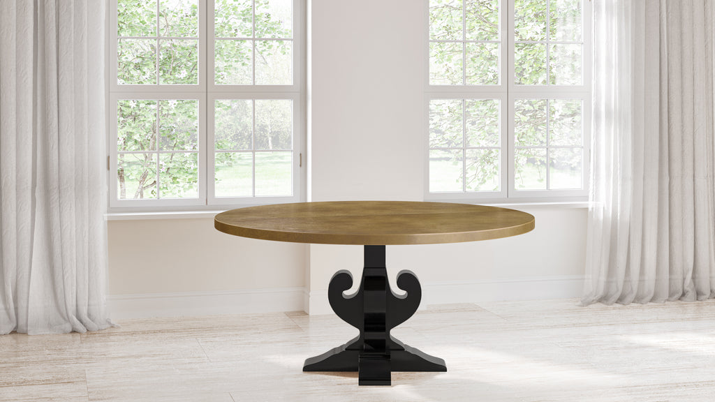 Fairfield Round Brass Dining Table - Custom Wood Furniture | Kingston Krafts