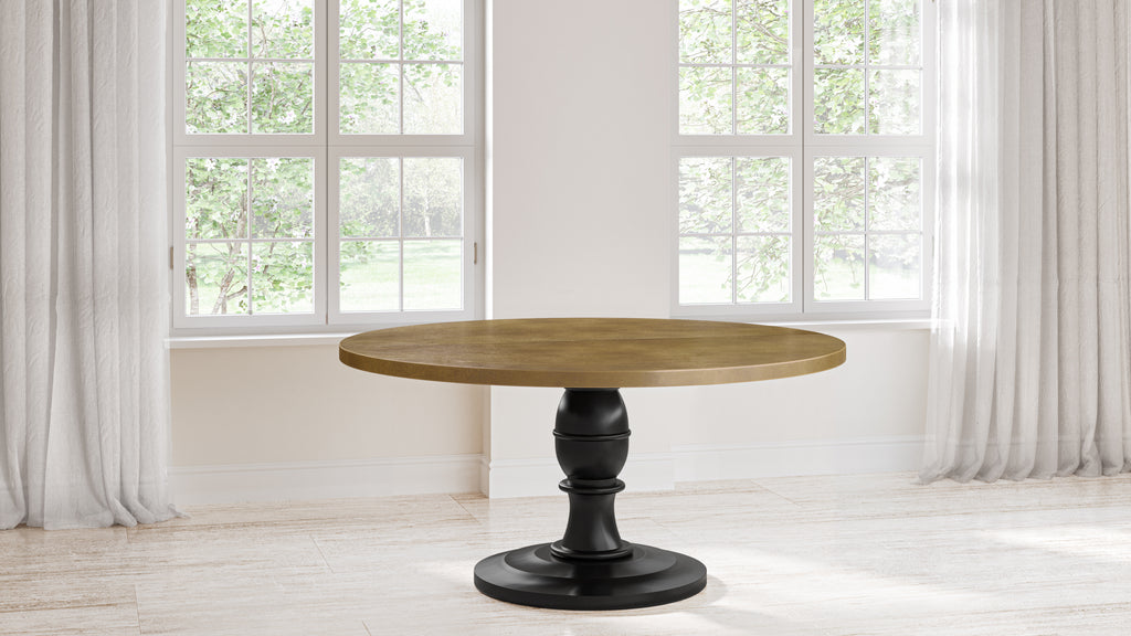 Providence Round Brass Dining Table - Custom Wood Furniture | Kingston Krafts