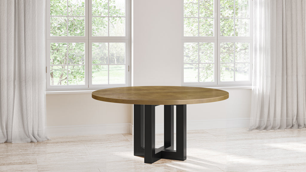 Winston Round Brass Dining Table - Custom Wood Furniture | Kingston Krafts