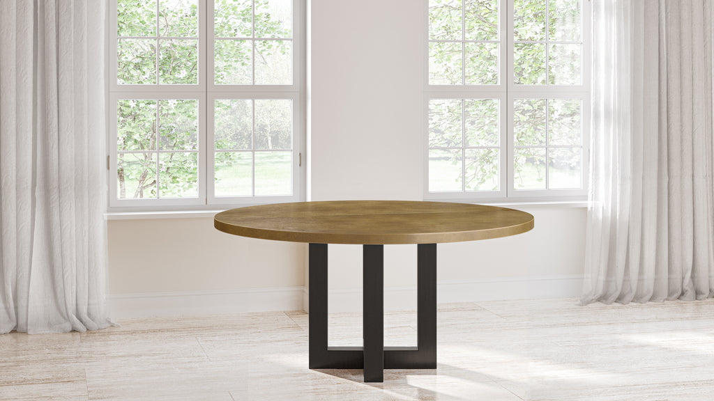 Winston Round Brass Dining Table - Custom Wood Furniture | Kingston Krafts