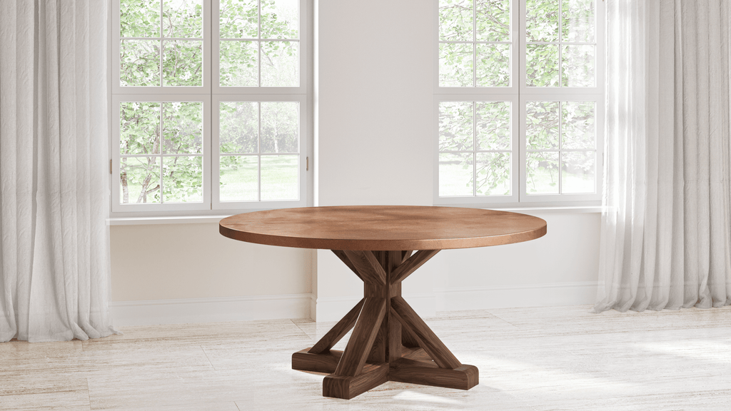 French Pedestal Black Walnut Dining Table - Custom Wood Furniture | Kingston Krafts