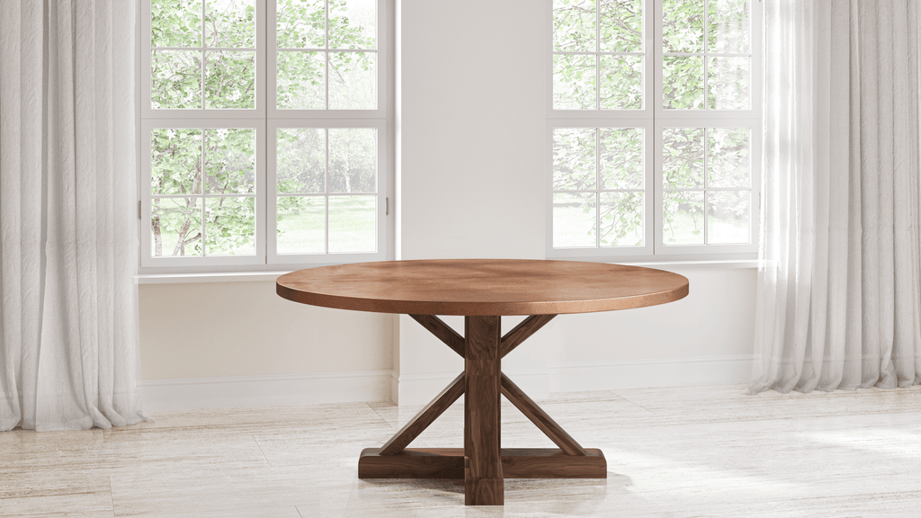French Pedestal Black Walnut Dining Table - Custom Wood Furniture | Kingston Krafts
