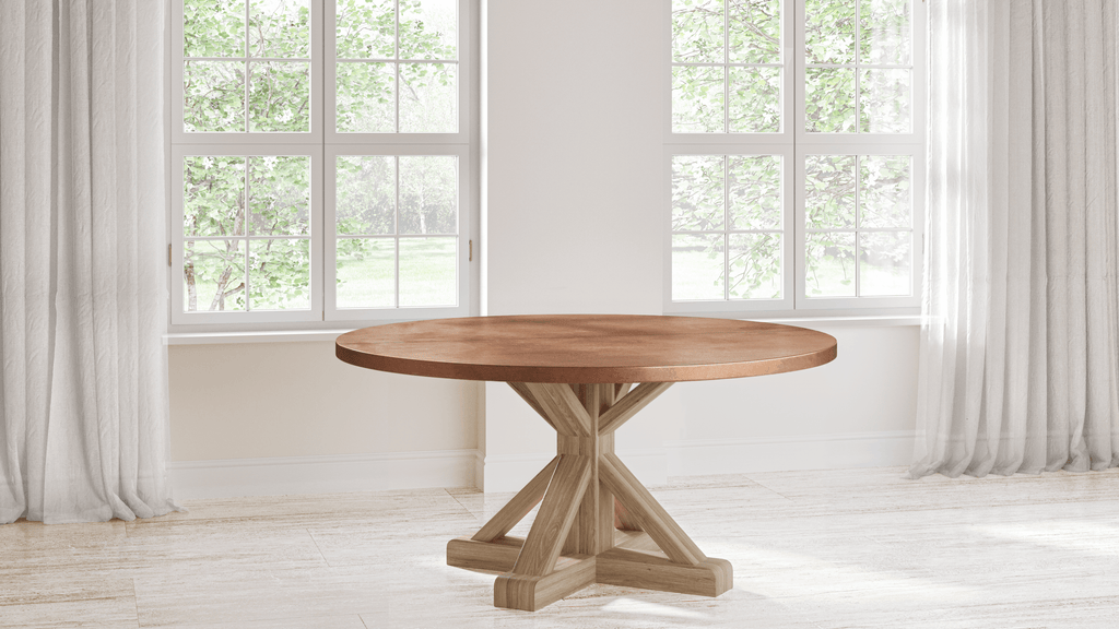 French Pedestal White Oak Dining Table - Custom Wood Furniture | Kingston Krafts