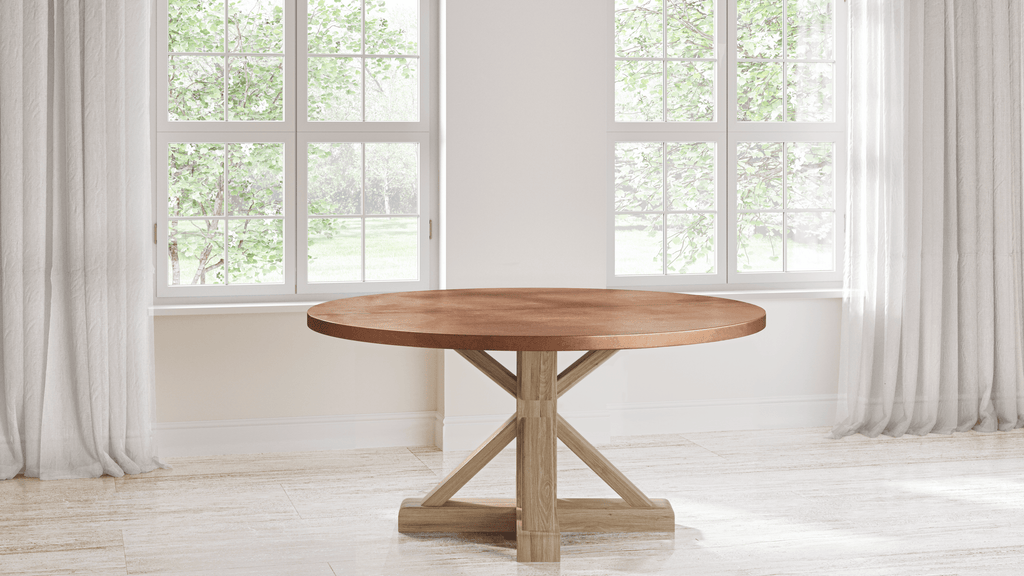 French Pedestal White Oak Dining Table - Custom Wood Furniture | Kingston Krafts