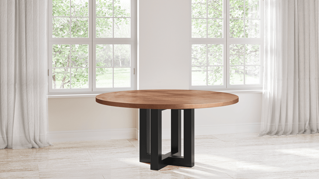 Winston Round Copper Dining Table - Custom Wood Furniture | Kingston Krafts