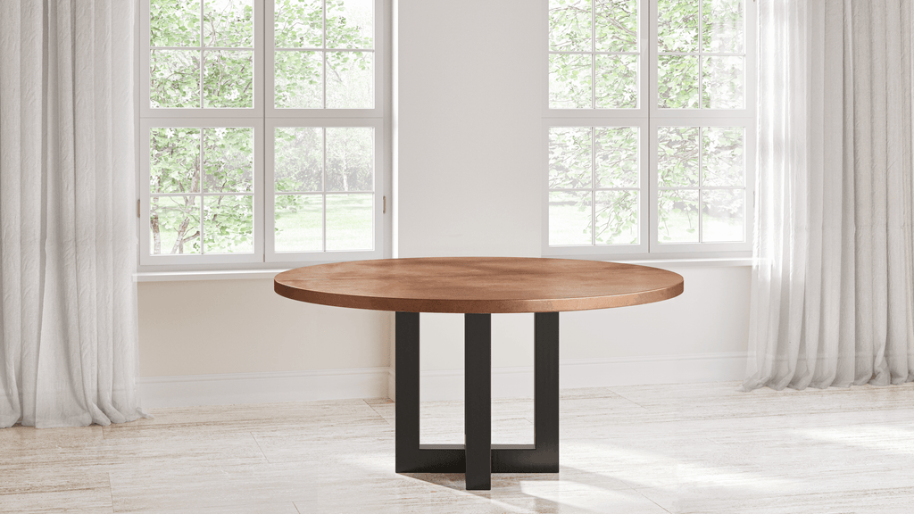 Winston Round Copper Dining Table - Custom Wood Furniture | Kingston Krafts