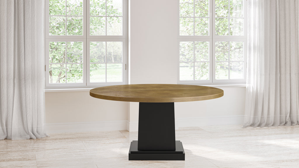 Santa Fe Round Brass Dining Table - Custom Wood Furniture | Kingston Krafts