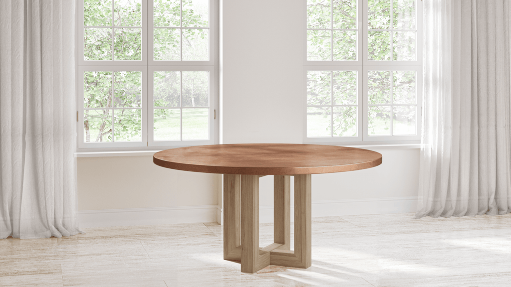 Winston Round Copper Dining Table - Custom Wood Furniture | Kingston Krafts