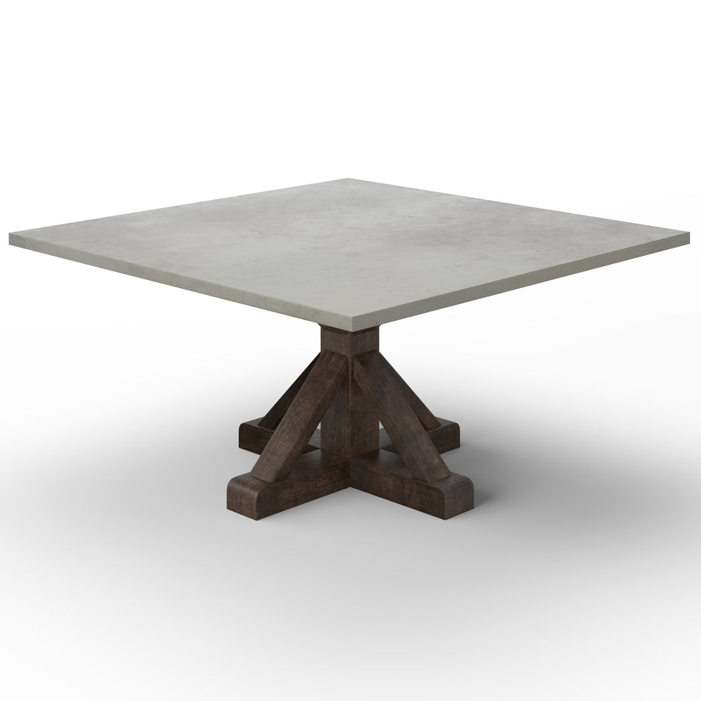 French Pedestal Square Zinc Dining Table - Custom Wood Furniture | Kingston Krafts