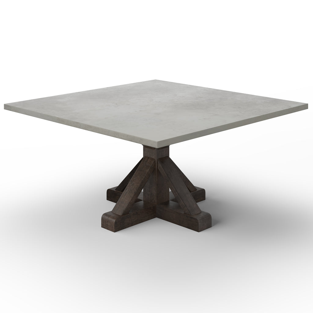 French Pedestal Square Zinc Dining Table - Custom Wood Furniture | Kingston Krafts