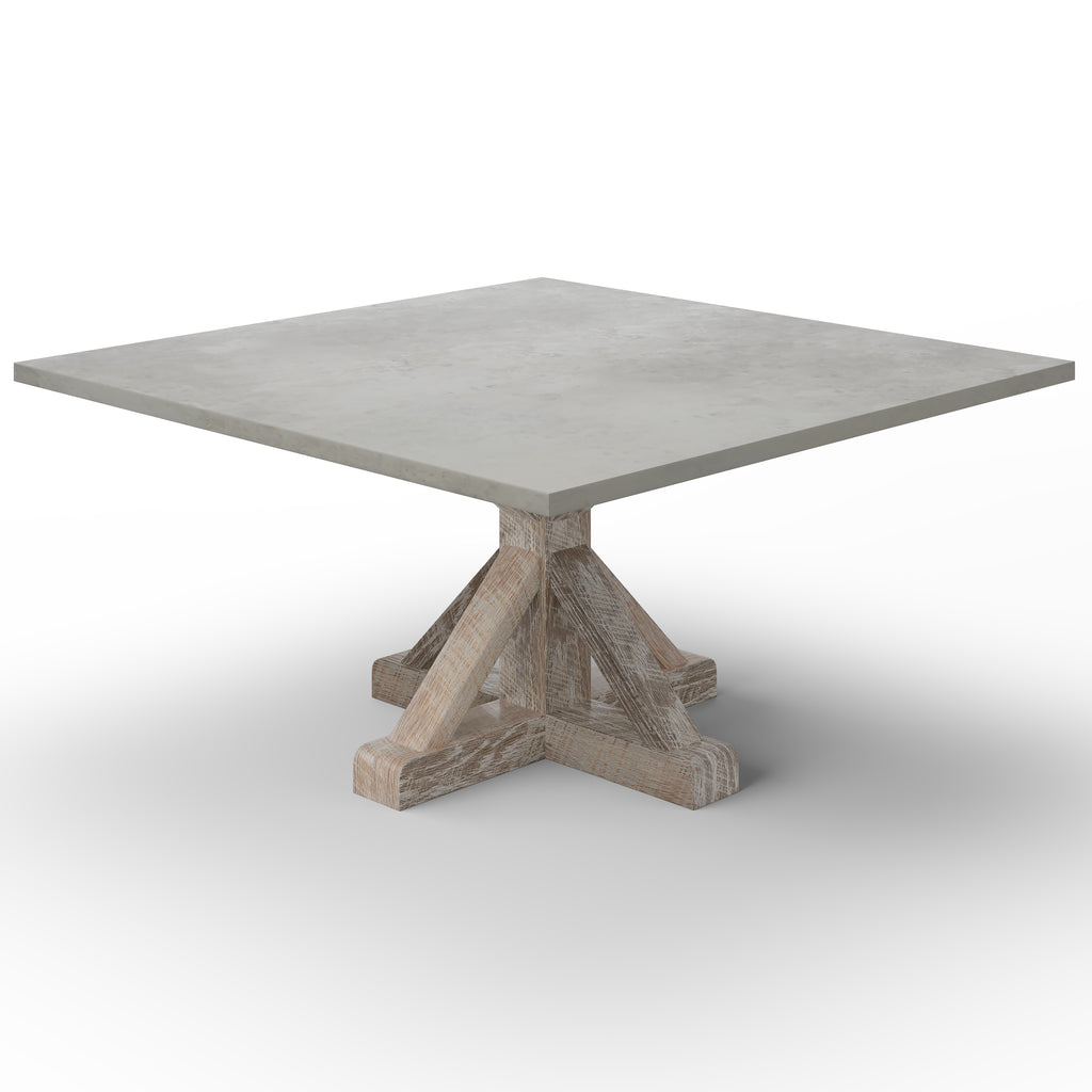 French Pedestal Square Zinc Dining Table - Custom Wood Furniture | Kingston Krafts