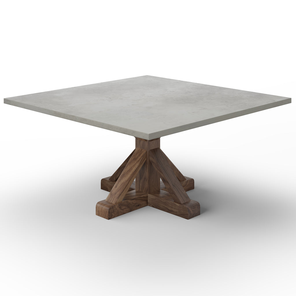 French Pedestal Square Zinc Dining Table - Custom Wood Furniture | Kingston Krafts