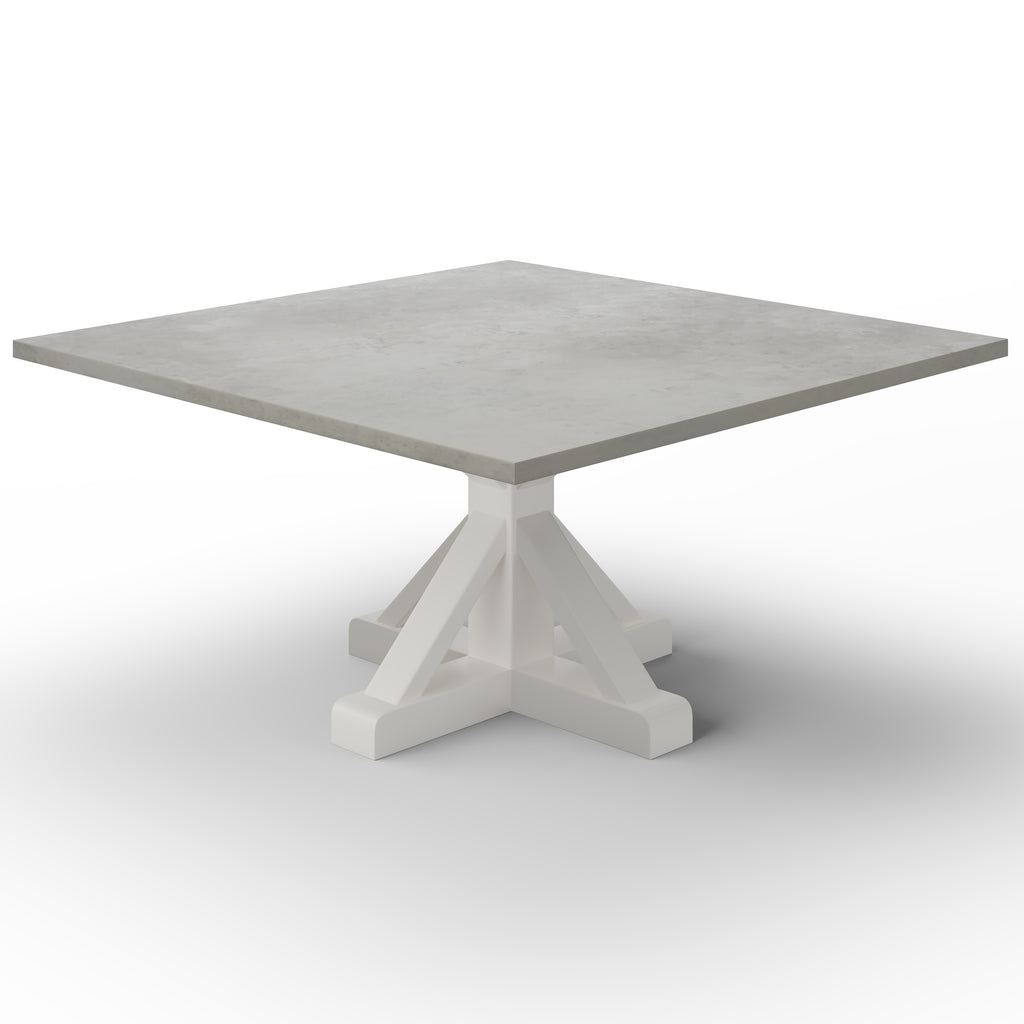 French Pedestal Square Zinc Dining Table - Custom Wood Furniture | Kingston Krafts