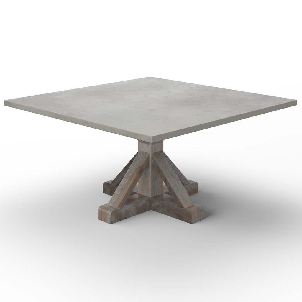 French Pedestal Square Zinc Dining Table - Custom Wood Furniture | Kingston Krafts