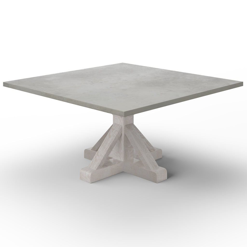 French Pedestal Square Zinc Dining Table - Custom Wood Furniture | Kingston Krafts