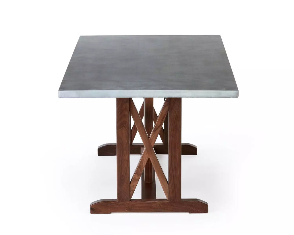 Craftsman Trestle Zinc Dining Table - Custom Wood Furniture | Kingston Krafts