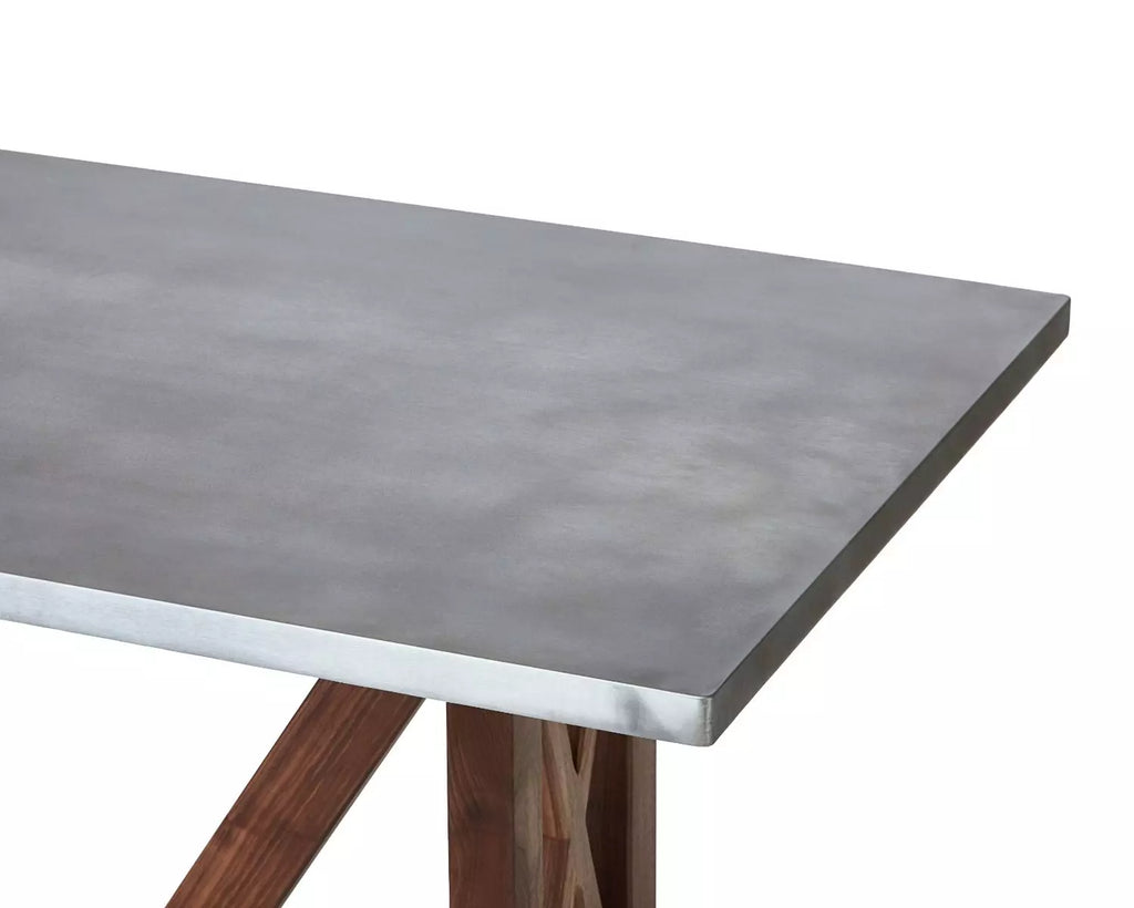 Craftsman Trestle Zinc Dining Table - Custom Wood Furniture | Kingston Krafts