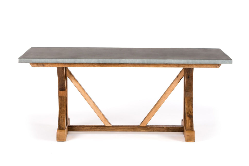 French Trestle Zinc Dining Table - Custom Wood Furniture | Kingston Krafts