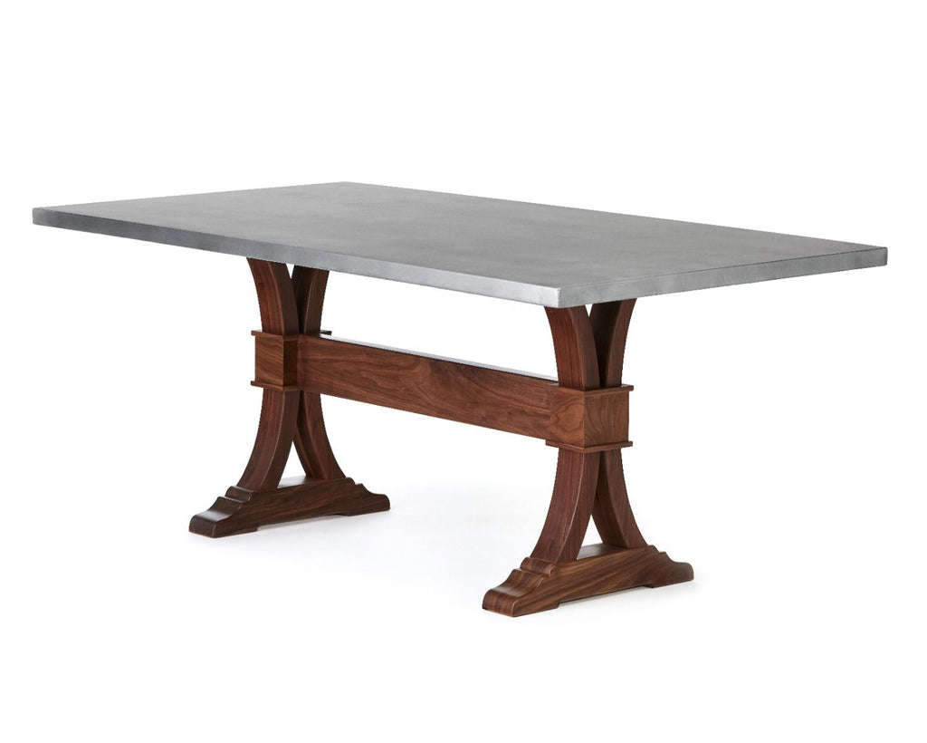 Hampton Trestle Zinc Dining Table - Custom Wood Furniture | Kingston Krafts