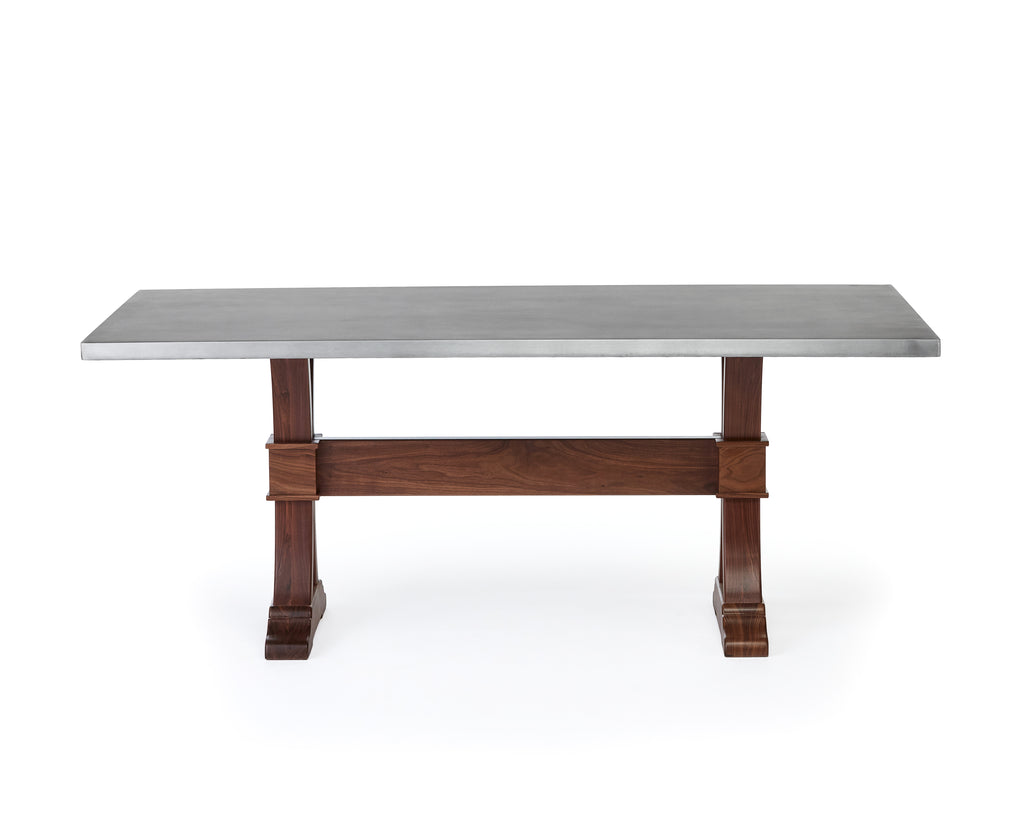 Hampton Trestle Zinc Dining Table - Custom Wood Furniture | Kingston Krafts