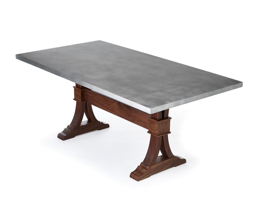 Hampton Trestle Zinc Dining Table - Custom Wood Furniture | Kingston Krafts