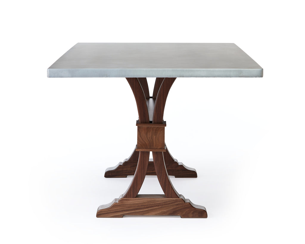 Hampton Trestle Zinc Dining Table - Custom Wood Furniture | Kingston Krafts