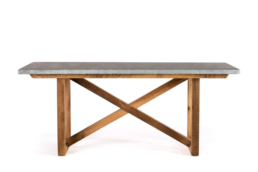 Astor Trestle Zinc Dining Table - Custom Wood Furniture | Kingston Krafts