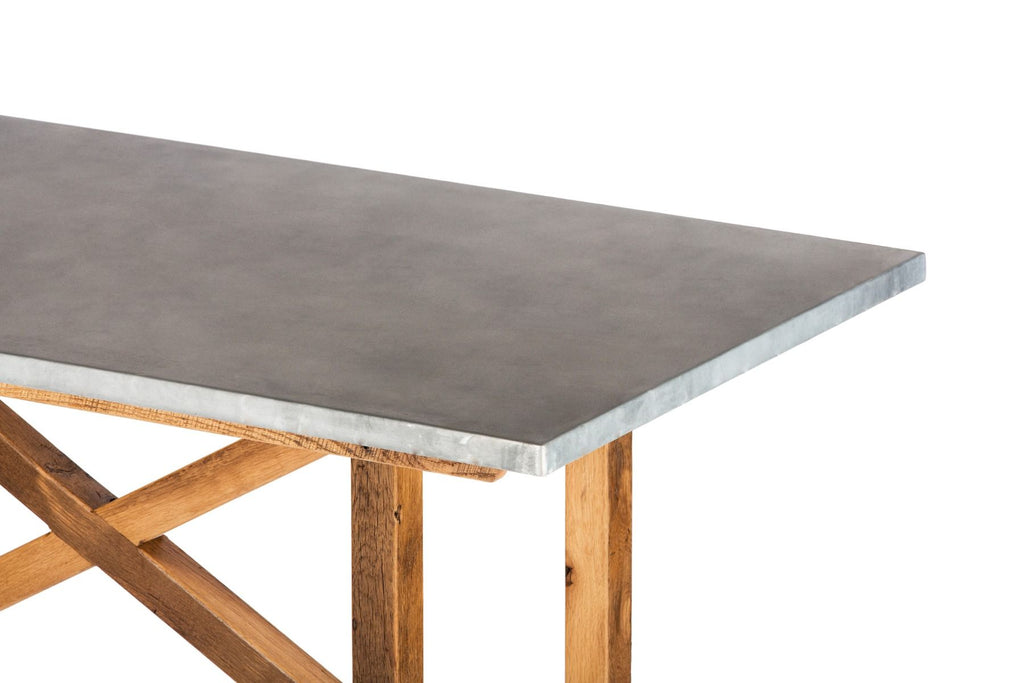 Astor Trestle Zinc Dining Table - Custom Wood Furniture | Kingston Krafts