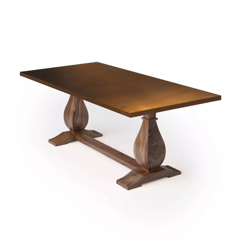 Dutch Trestle Bronze Top Dining Table - Custom Wood Furniture | Kingston Krafts