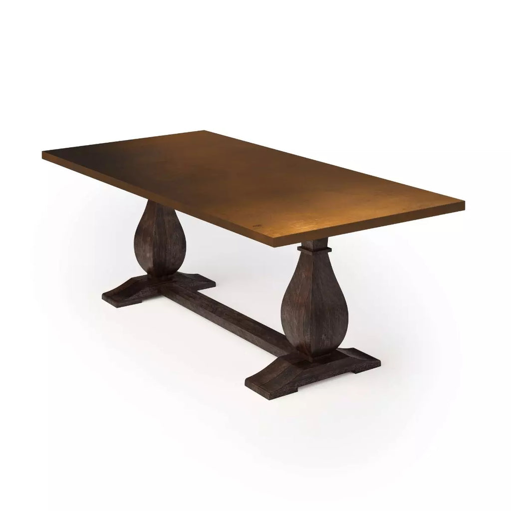 Dutch Trestle Bronze Top Dining Table - Custom Wood Furniture | Kingston Krafts