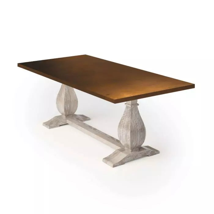 Dutch Trestle Bronze Top Dining Table - Custom Wood Furniture | Kingston Krafts
