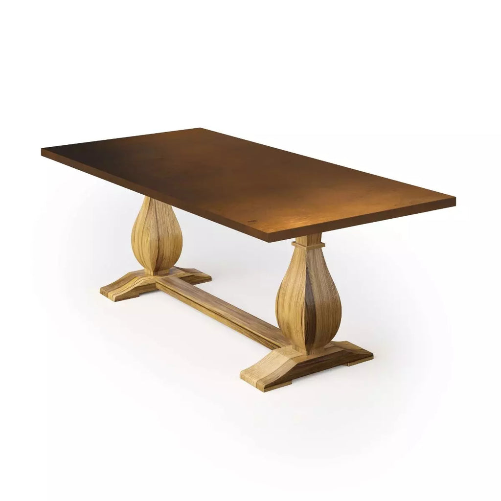 Dutch Trestle Bronze Top Dining Table - Custom Wood Furniture | Kingston Krafts