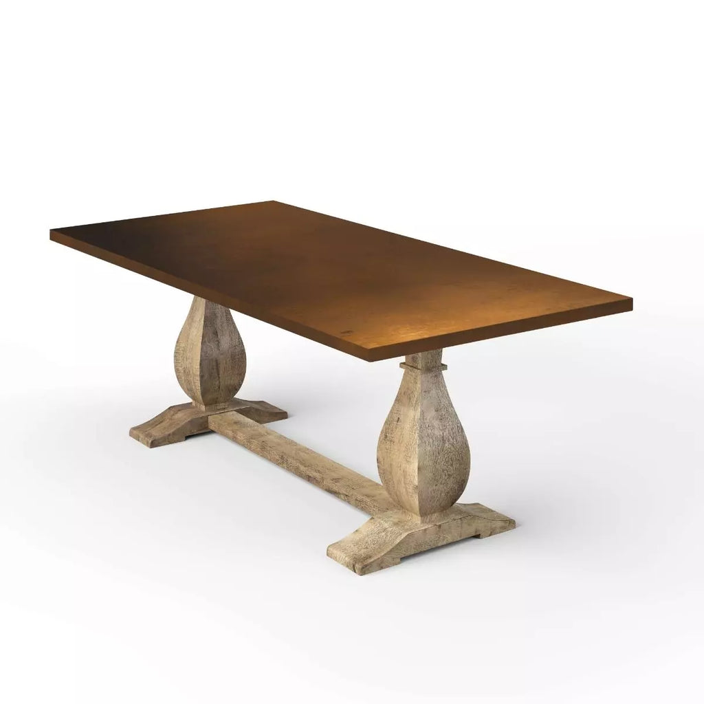Dutch Trestle Bronze Top Dining Table - Custom Wood Furniture | Kingston Krafts