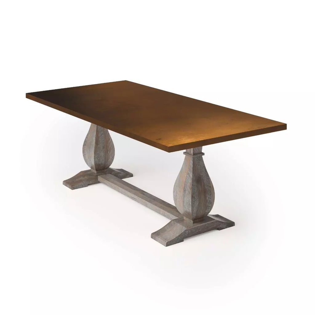 Dutch Trestle Bronze Top Dining Table - Custom Wood Furniture | Kingston Krafts