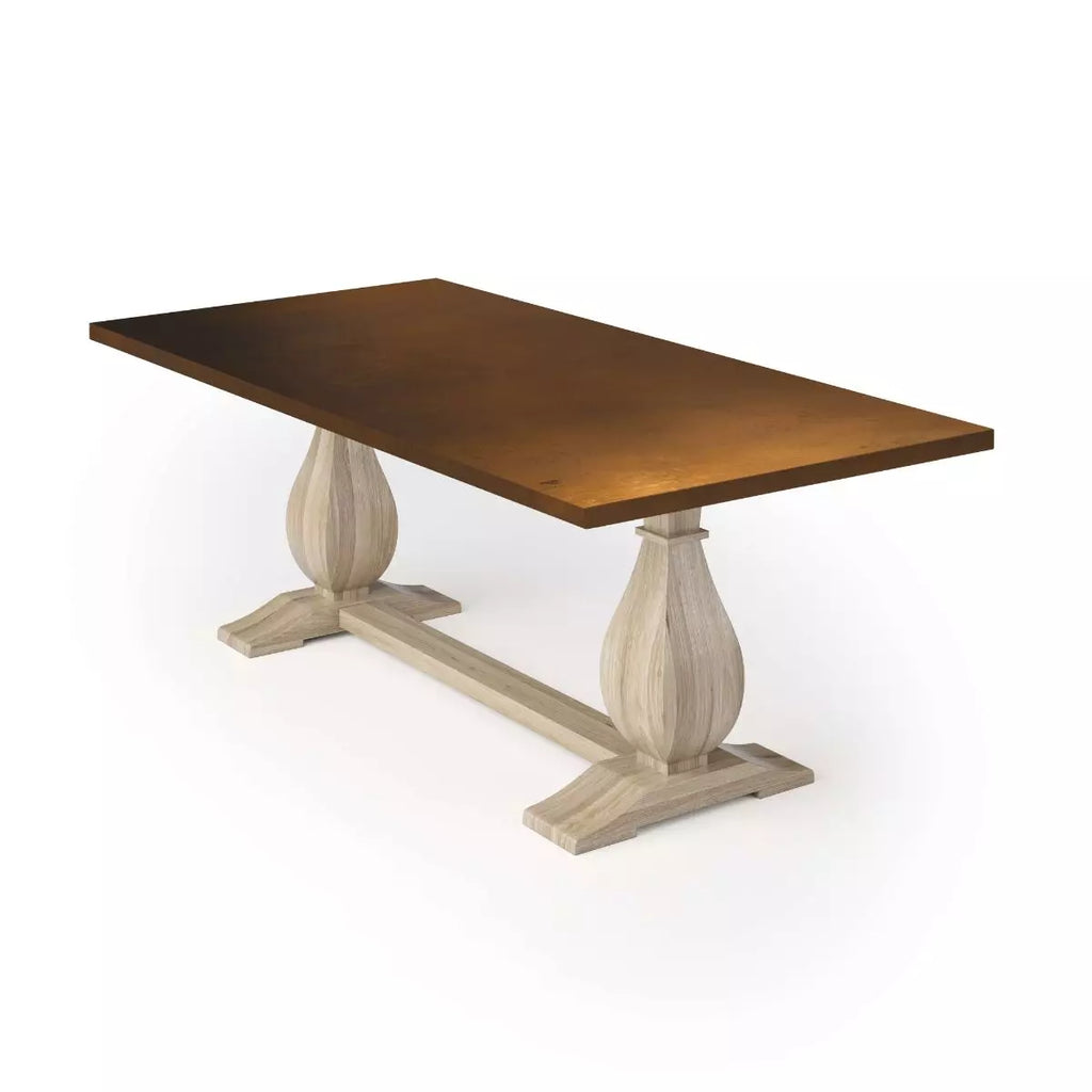 Dutch Trestle Bronze Top Dining Table - Custom Wood Furniture | Kingston Krafts
