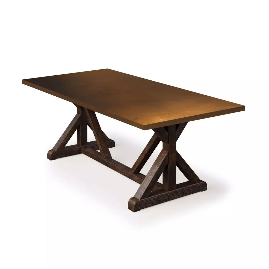 French Trestle Bronze Top Dining Table - Custom Wood Furniture | Kingston Krafts