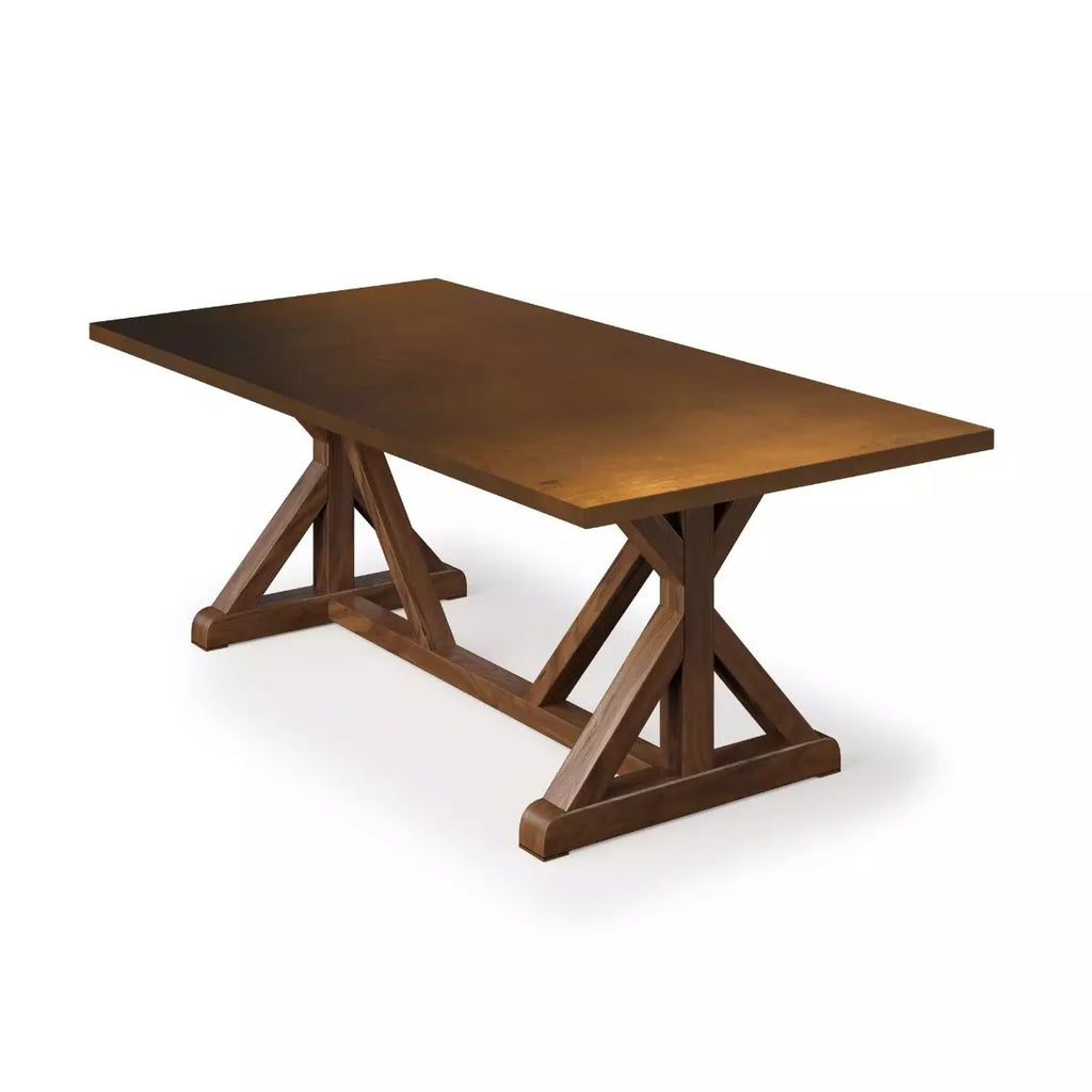 French Trestle Bronze Top Dining Table - Custom Wood Furniture | Kingston Krafts