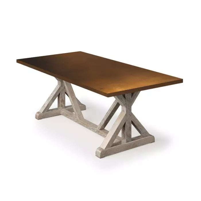French Trestle Bronze Top Dining Table - Custom Wood Furniture | Kingston Krafts