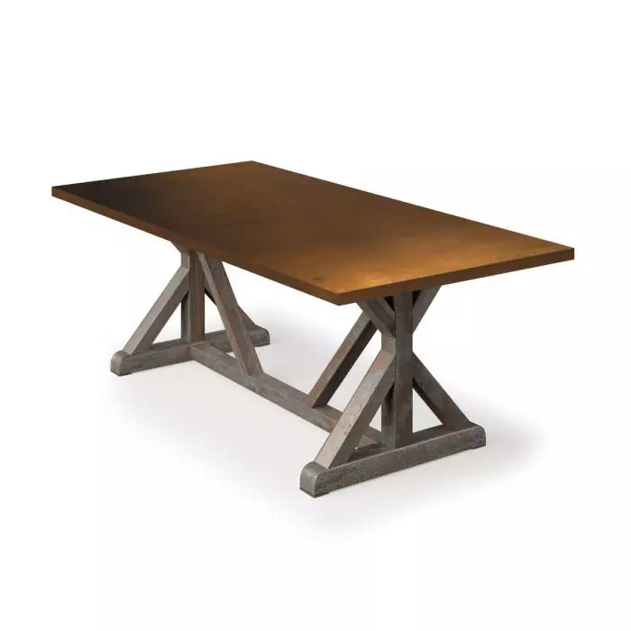 French Trestle Bronze Top Dining Table - Custom Wood Furniture | Kingston Krafts
